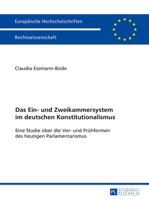 cover image of Das Ein- und Zweikammersystem im deutschen Konstitutionalismus